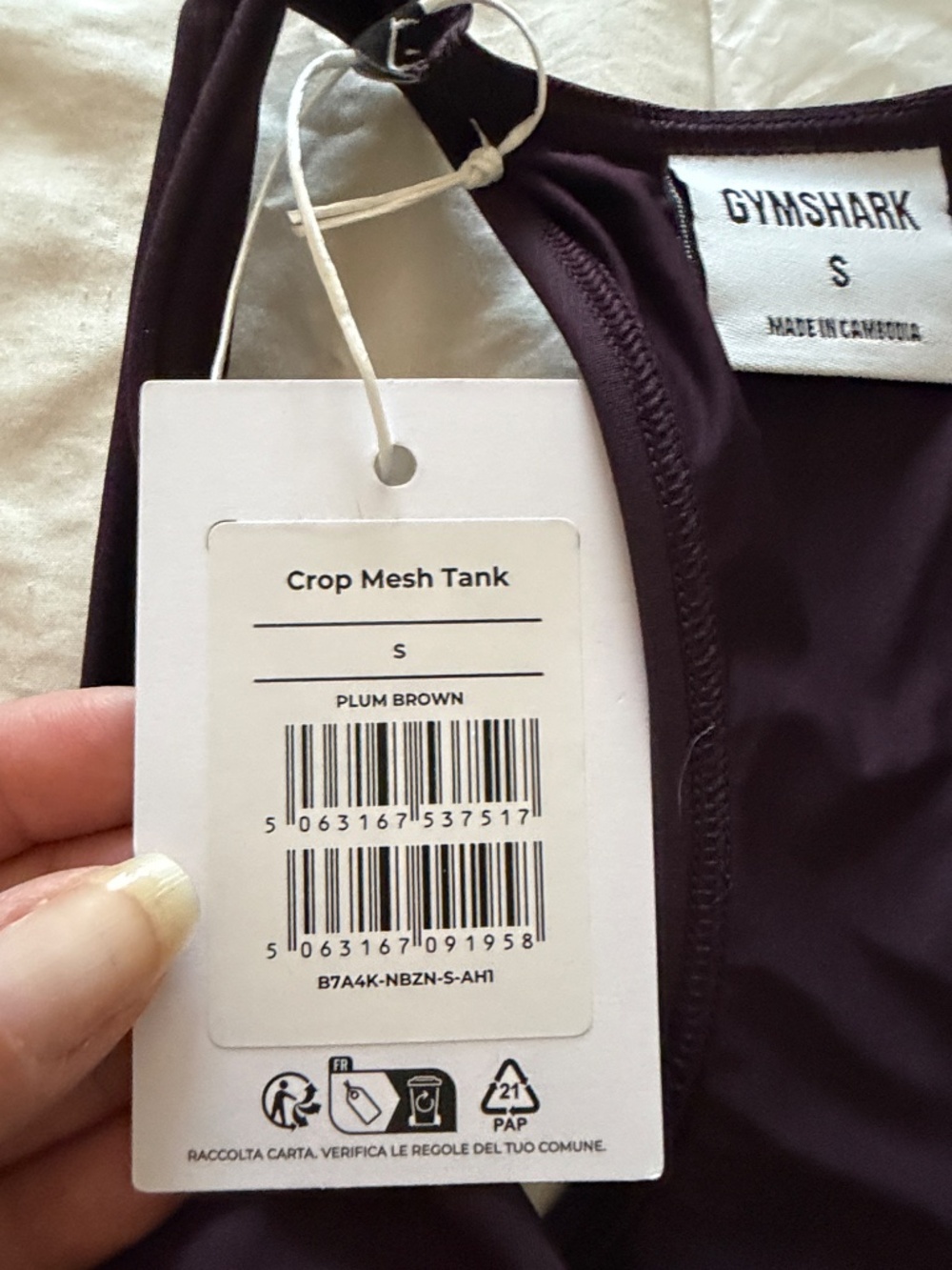 Gymshark Mesh Cropped Tank in Plum - NWT - Picture 2 of 4